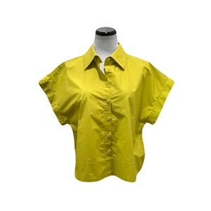 Heidi Houston Women’s Shorty Shirt Chartreuse Button-Up Cotton Top Size Large